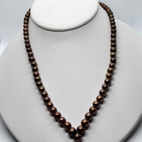 Vintage, Freshwater Brown Pearls & ,925 Clasp, 10.2 dwt, - Picture 1 of 5